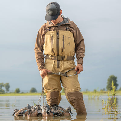 Zip Duck Hunting Waders - Field Tan